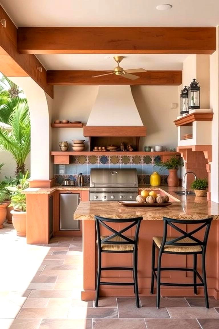Mediterranean Inspired L Shaped Kitchen - 24 L Shaped Outdoor Kitchen Ideas