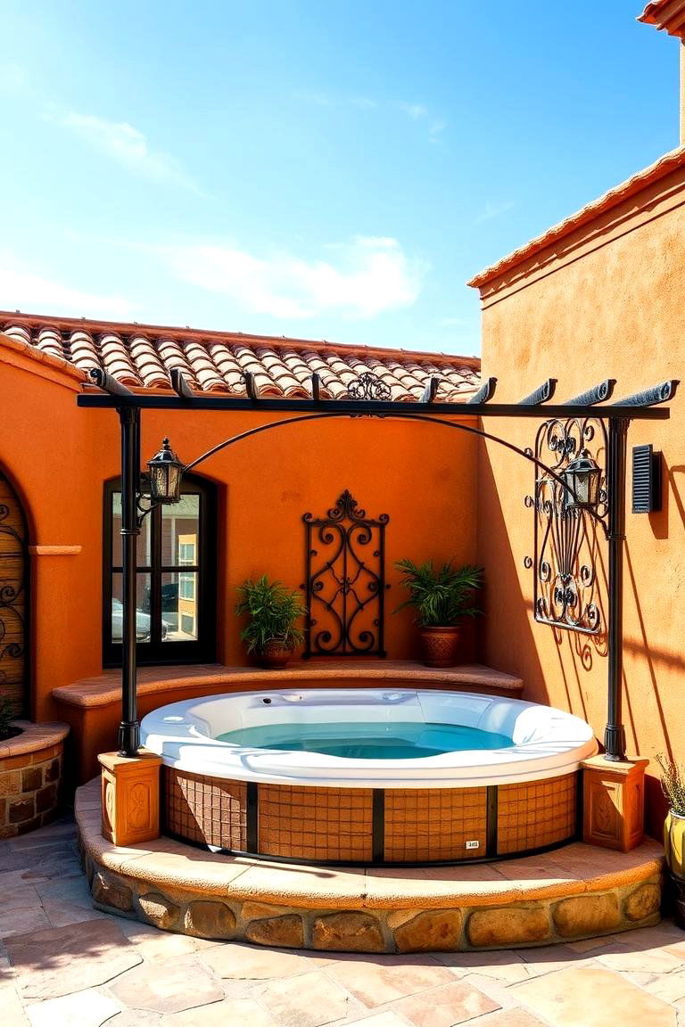 Mediterranean Inspired Oasis - 24 Hot Tub Enclosure Ideas