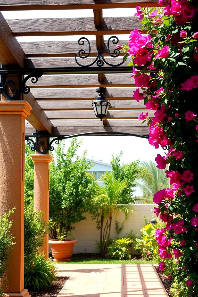 Mediterranean Inspired Pergola - 24 Front Porch Pergola Ideas