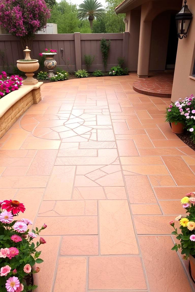 Mediterranean Inspired Stamped Concrete Patio - 24 Stamped Concrete Patio Ideas