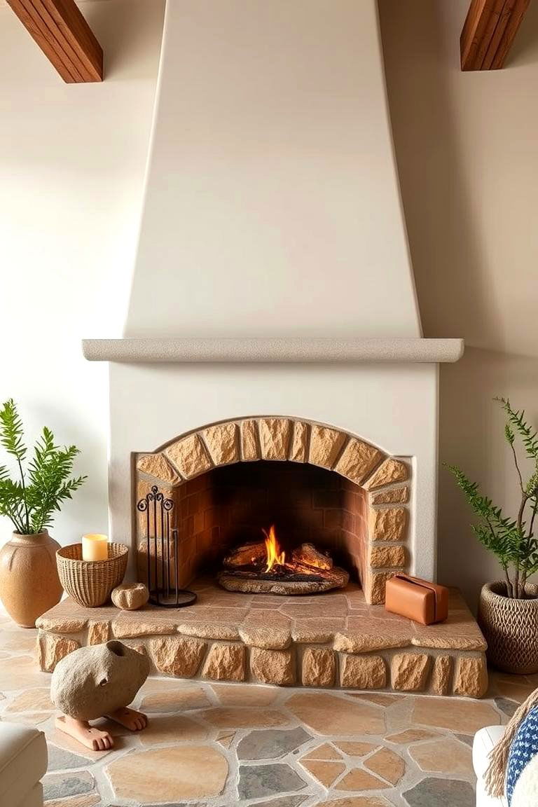 Mediterranean Inspired Stone Hearth - 24 Stacked Stone Fireplace Ideas