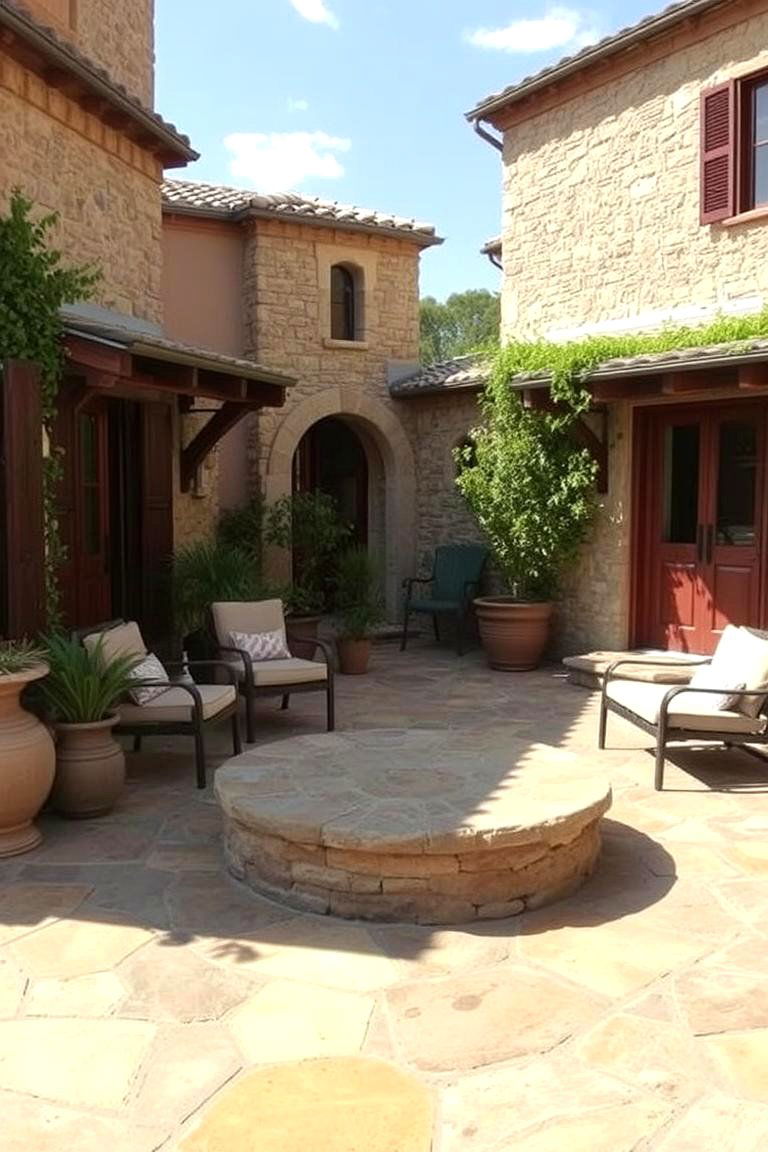 Mediterranean Inspired Stone Patio - 24 Stone Patio Ideas