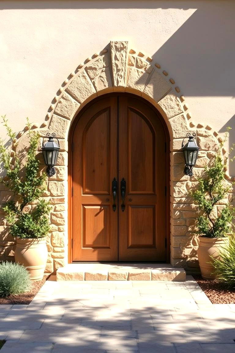Mediterranean Inspired Stonework - 24 Spanish Style Front Door Ideas