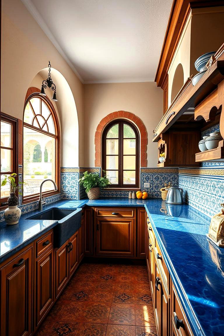 Mediterranean Oasis - 24 kitchens with blue countertops