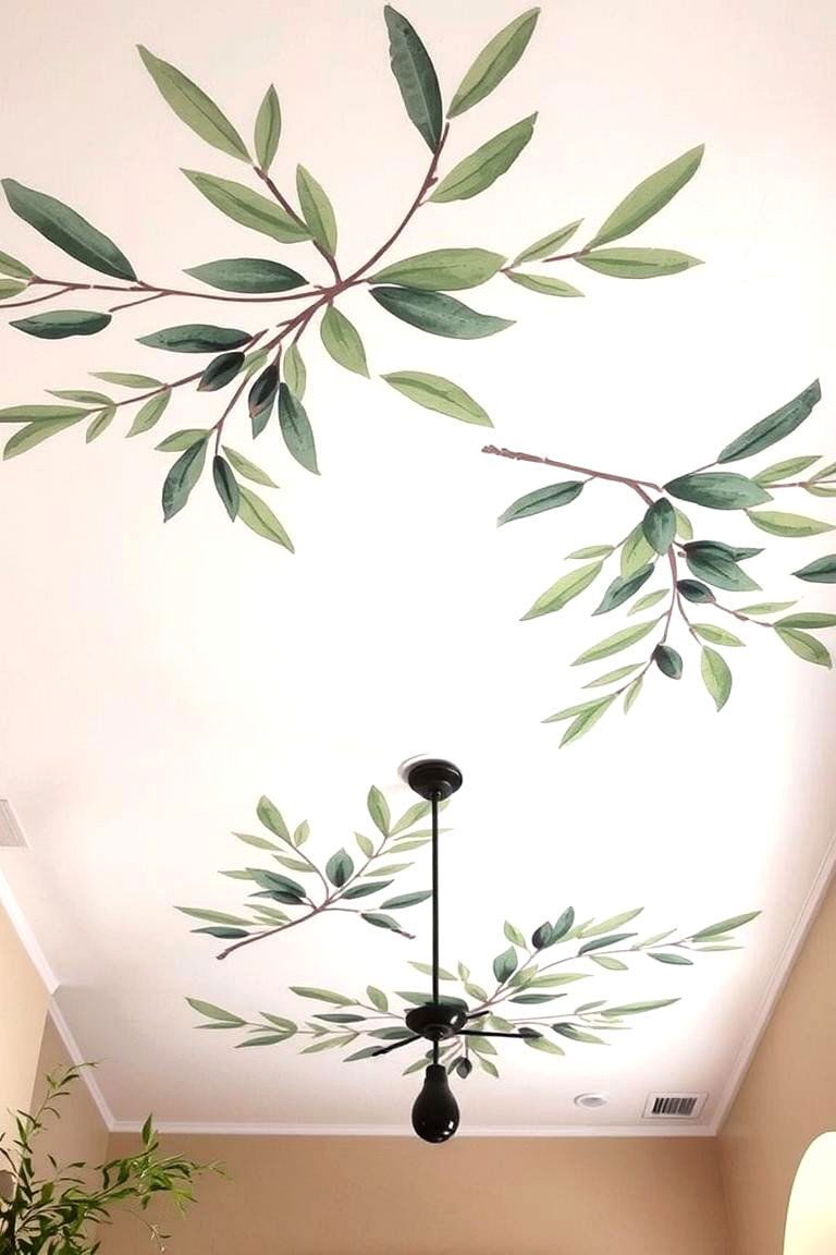 Mediterranean Olive Branch Ceiling - 24 Green Ceiling Ideas
