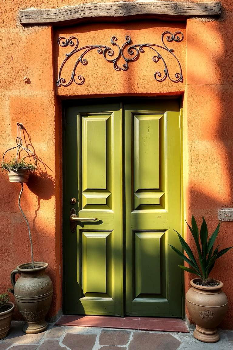 Mediterranean Olive Warmth - 24 Olive Green Front Door Ideas