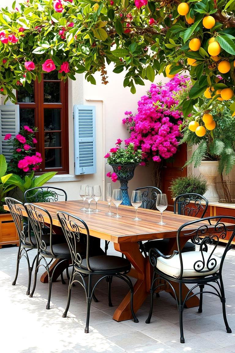Mediterranean Outdoor Dining Area - 24 Italian Garden Design Ideas