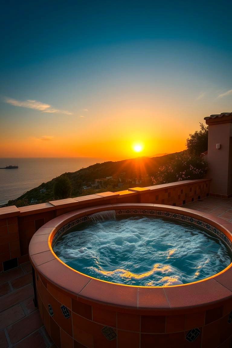 Mediterranean Style Hot Tub - 24 Sunken Hot Tub Ideas