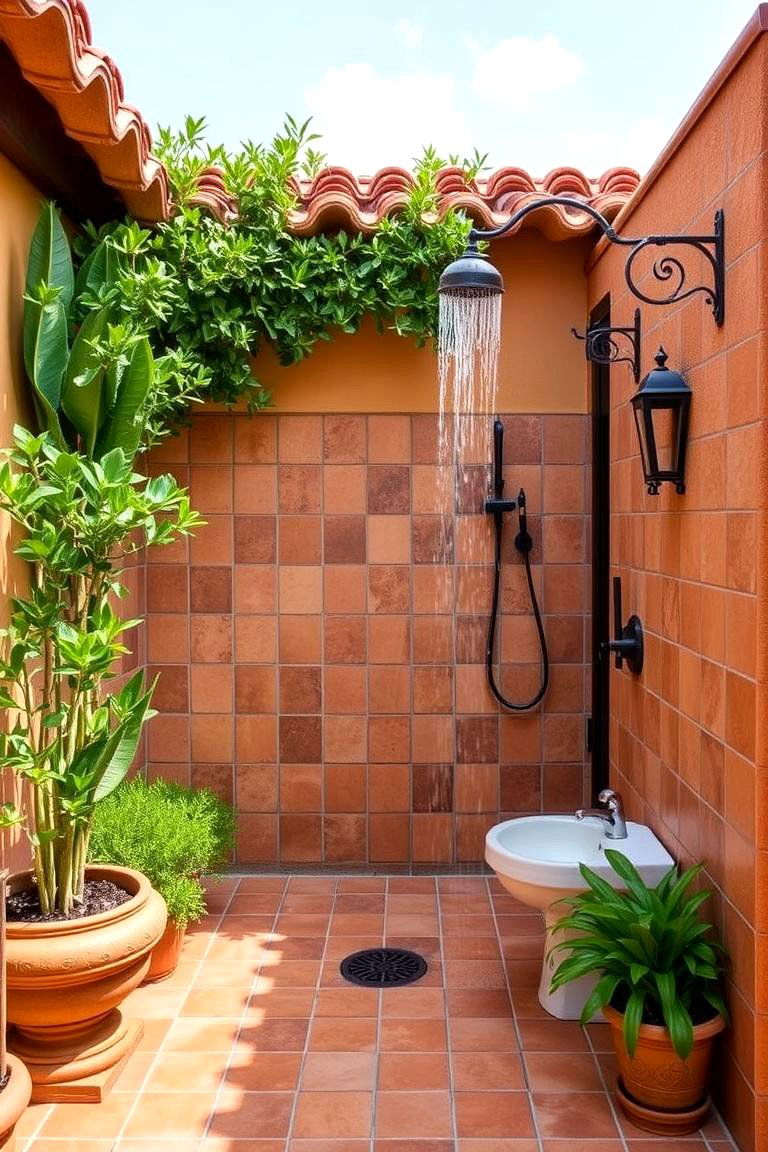 Mediterranean Style Outdoor Shower - 24 Outdoor Shower Ideas