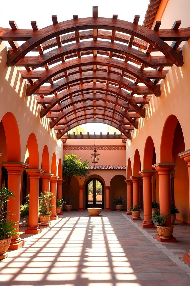 Mediterranean Style Pergola Shade with Arched Design - 24 Pergola Shade Ideas