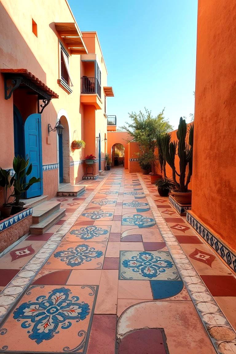 Mediterranean Tile Motifs - 24 Concrete Walkway Painting Ideas