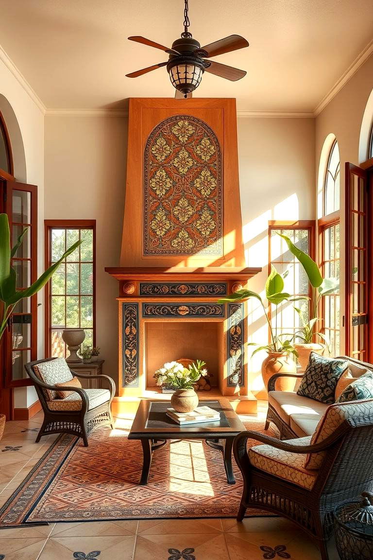 Mediterranean Warmth Sunroom - 24 Sunroom With Fireplace Ideas