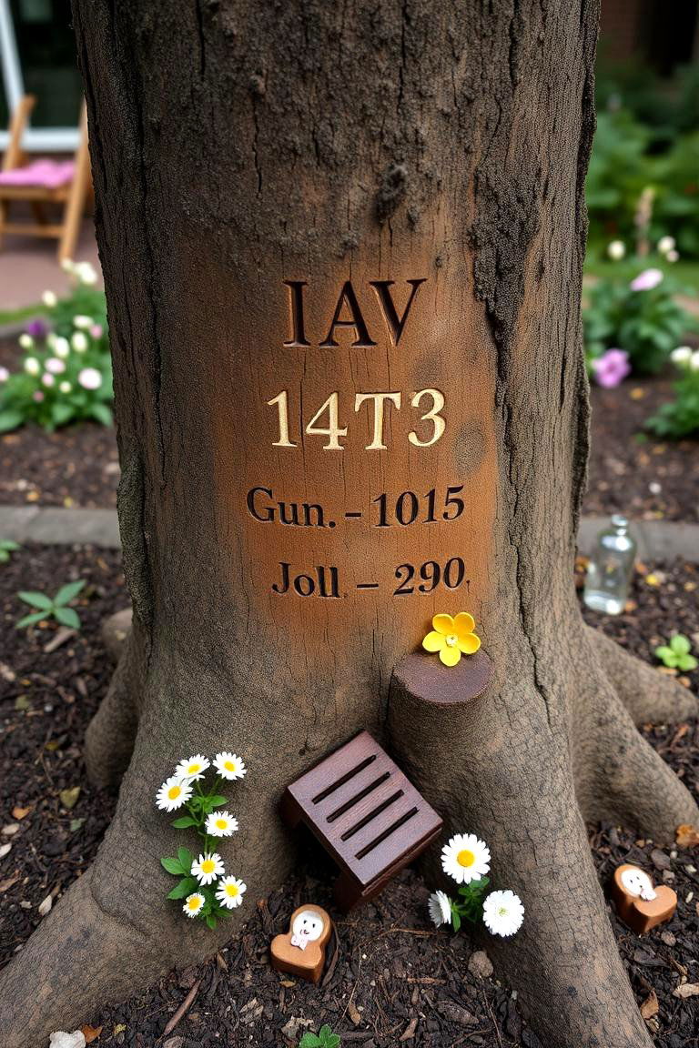 Memorial Garden Marker - 24 Tree Stump Decorating Ideas