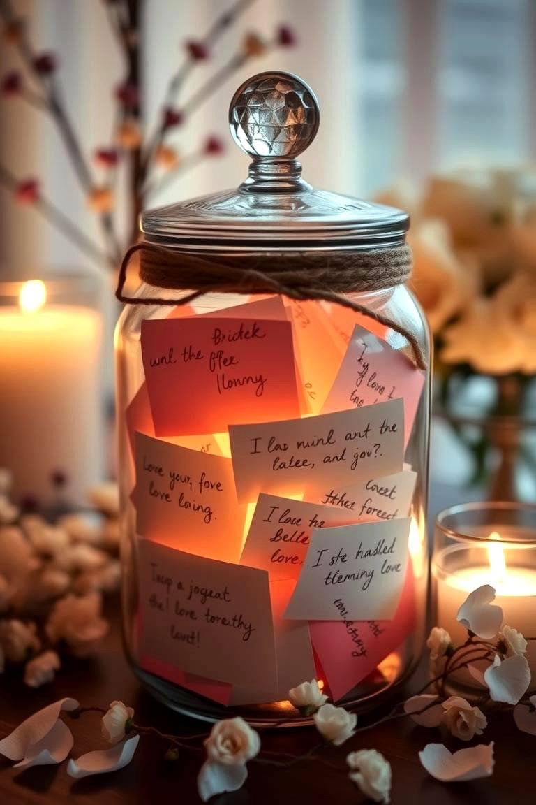 Memory Jar Filled with Love Notes - 24 Wedding Anniversary Gift Ideas