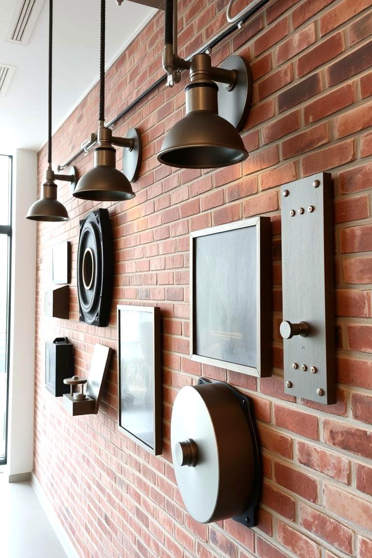 Metal Accented Marvel - 24 Brick Accent Wall Ideas