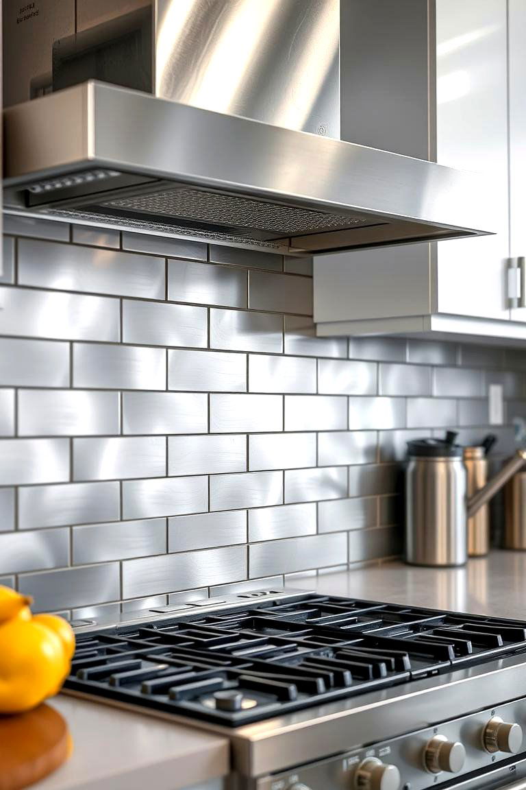 Metal Backsplash Tiles - 24 Industrial Kitchen Ideas