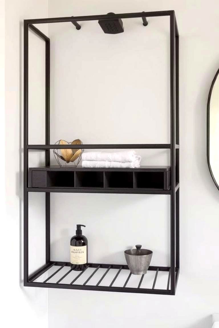 Metal Floating Shelves for Industrial Appeal - 24 Bathroom Shelf Ideas
