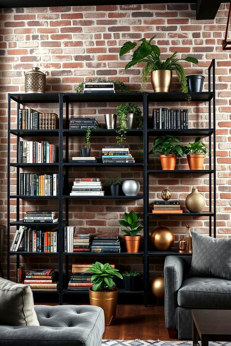 Metal Frame Shelves for an Industrial Edge - 24 Living Room Shelf Ideas