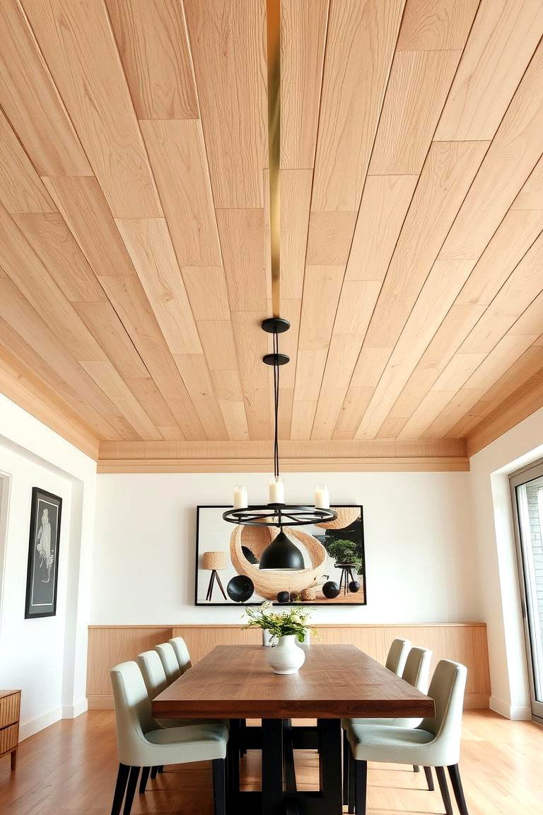 Metal Inlay Wood Plank Ceiling - 24 Wood Plank Ceiling Ideas