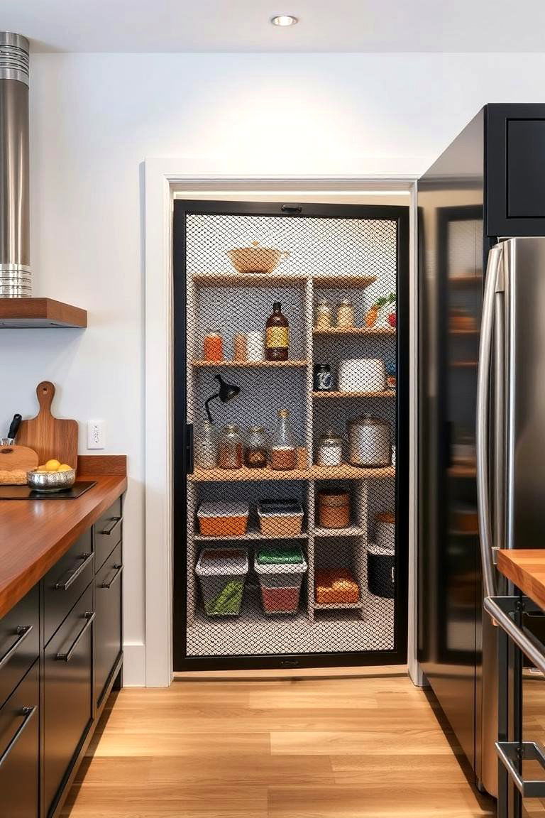Metal Mesh Insert Door for an Industrial Edge - 24 Pantry Door Ideas