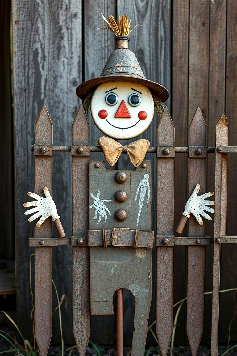 Metal Scarecrow Fence - 24 Vegetable Garden Fence Ideas