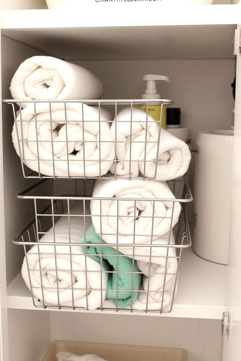 Metal Storage Baskets - 24 Industrial Bathroom Ideas