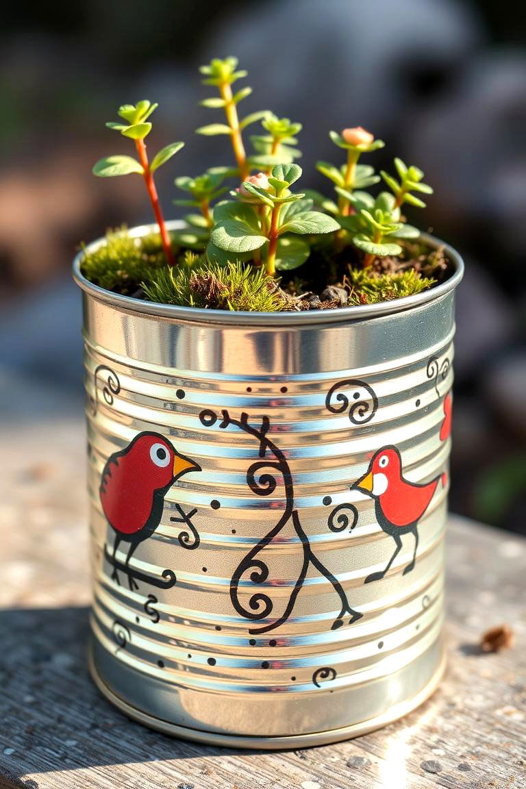 Metal Tin Can Container - 24 Fairy Garden Container Ideas