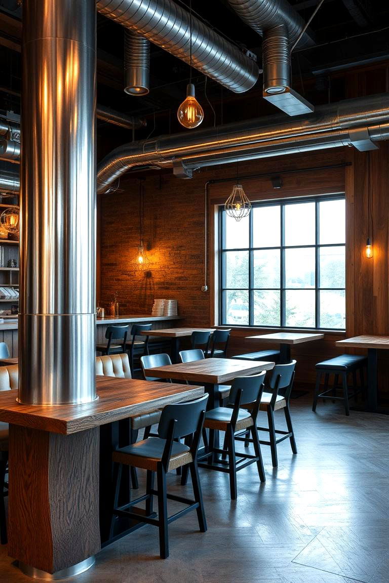 Metal and Wood Fusion - 24 Industrial Dining Room Ideas