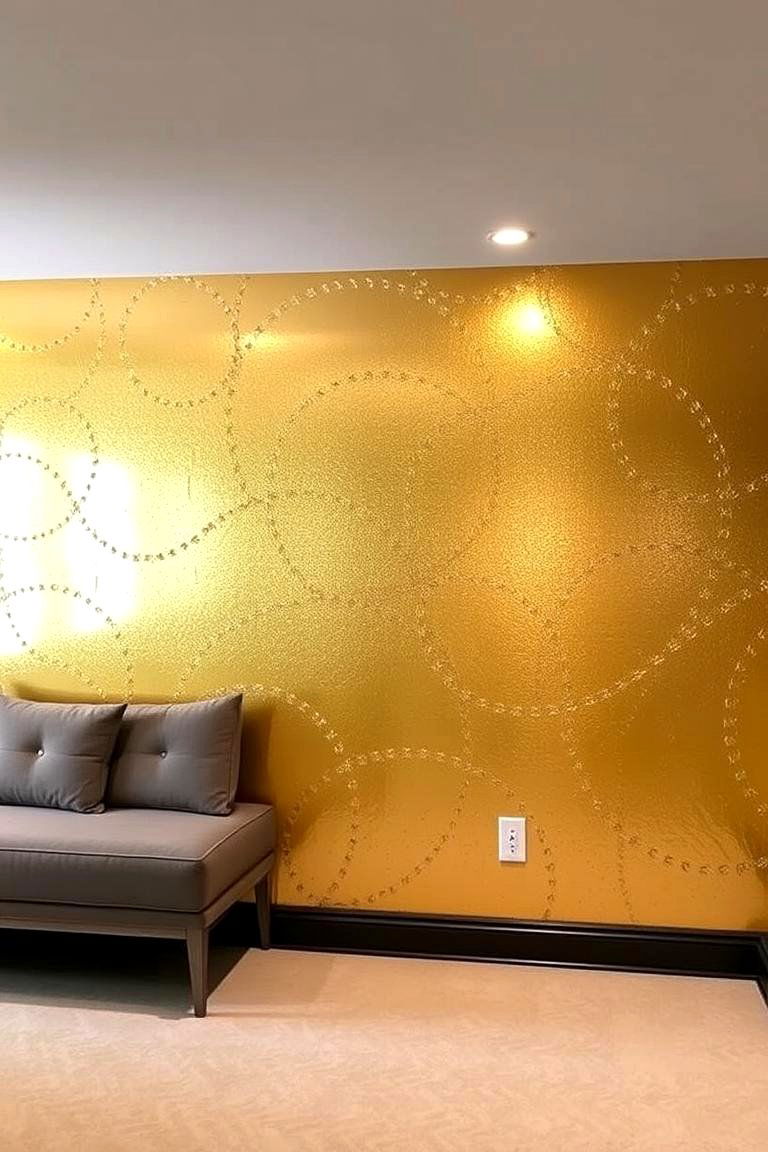 Metallic Accent Wall - 24 Basement Accent Wall Ideas