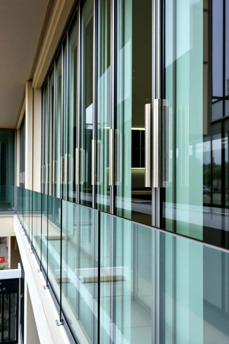 Metallic Accented Glass Balconies - 24 Glass Balcony Design Ideas