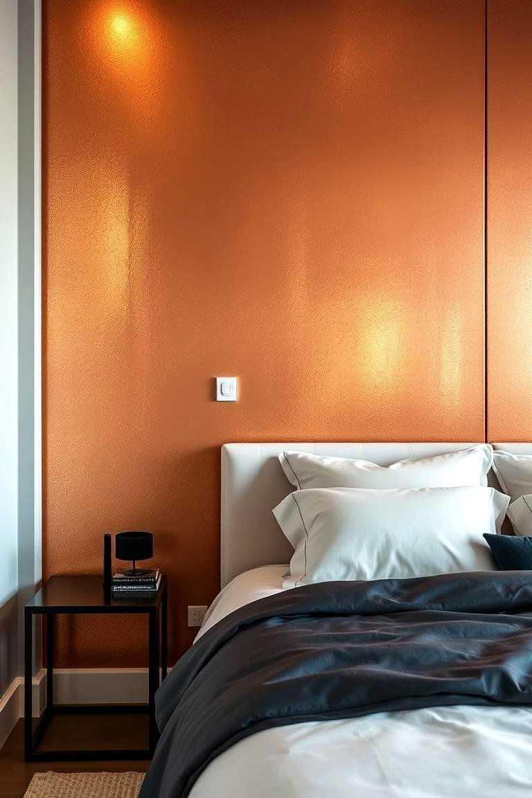 Metallic Accents - 24 Bedroom Accent Wall Ideas