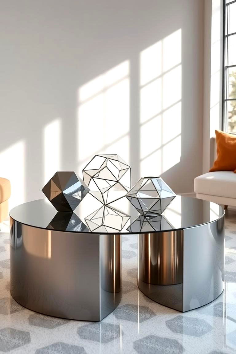 Metallic Accents - 24 Coffee Table Decor Ideas