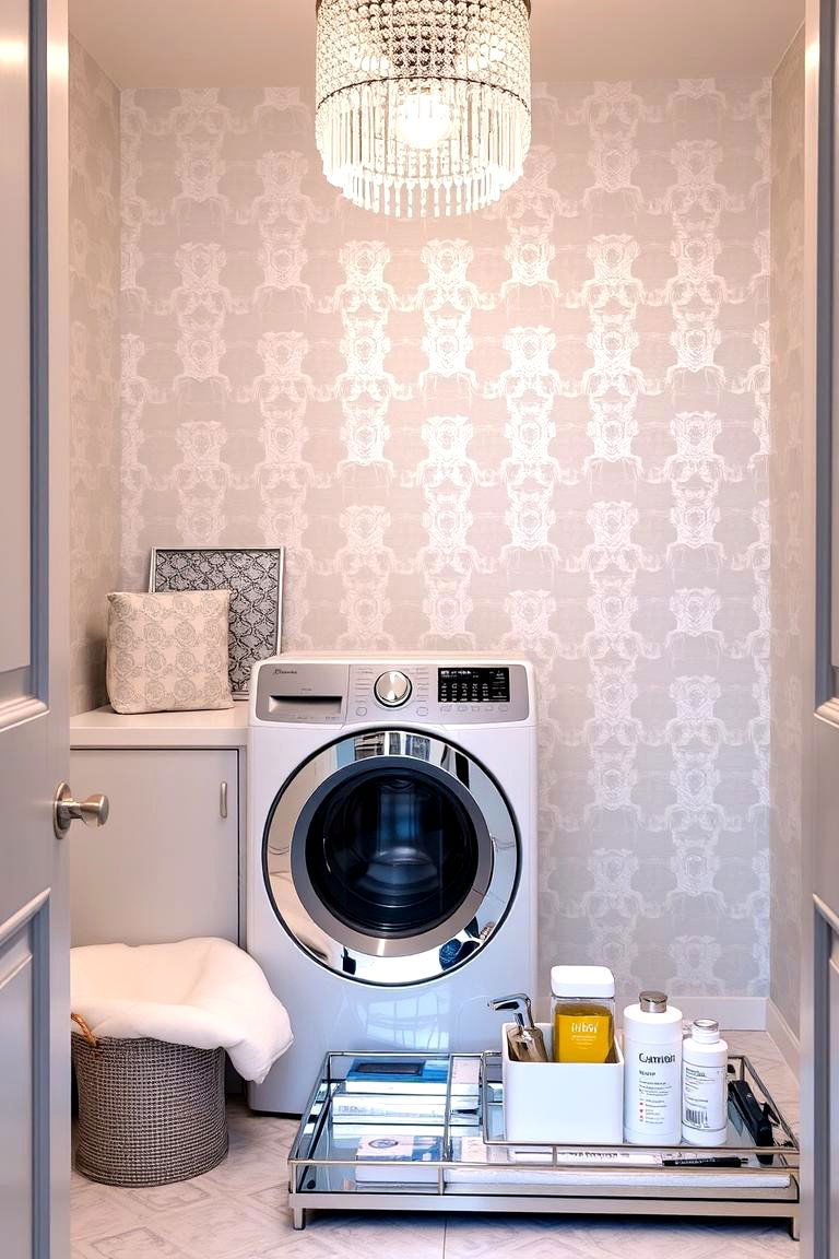 Metallic Accents - 24 Laundry Room Wallpaper Ideas