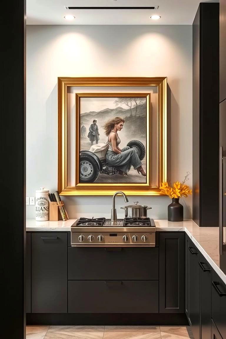 Metallic Accents and Frames - 24 Kitchen Wall Decor Ideas