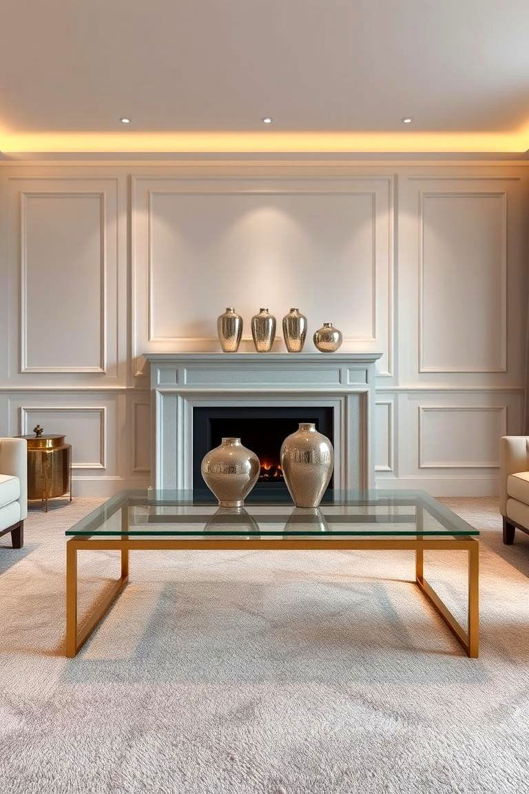 Metallic Accents for Subtle Glamour - 24 grey carpet living room ideas