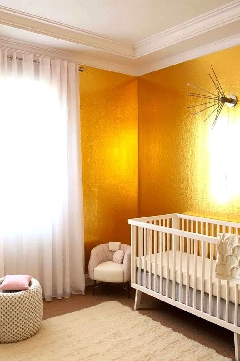 Metallic Accents for a Touch of Glam - 24 Nursery Accent Wall Ideas