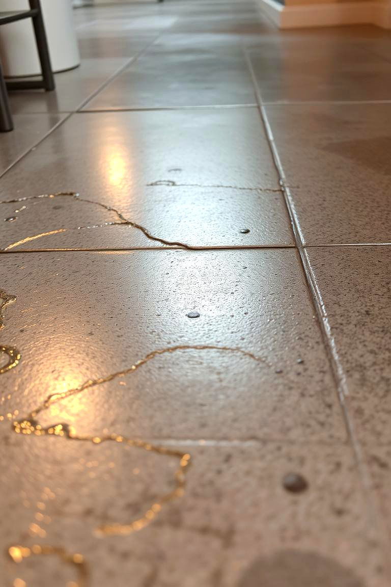 Metallic Accents for a Touch of Luxury - 24 Indoor Concrete Floor Paint Ideas