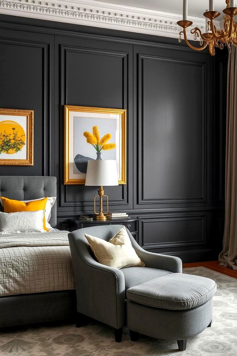 Metallic Accents in Gold or Silver - 24 Yellow and Grey Bedroom Ideas