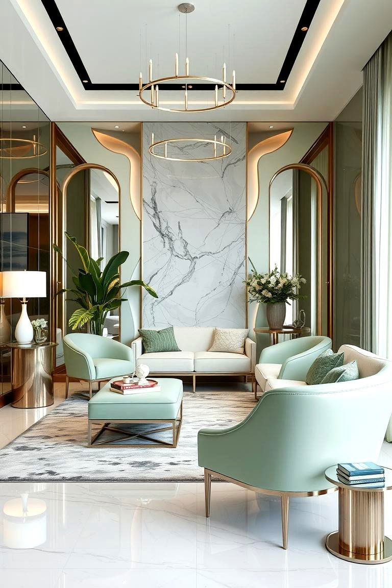 Metallic Accents with Light Green - 24 Light Green Bedroom Ideas