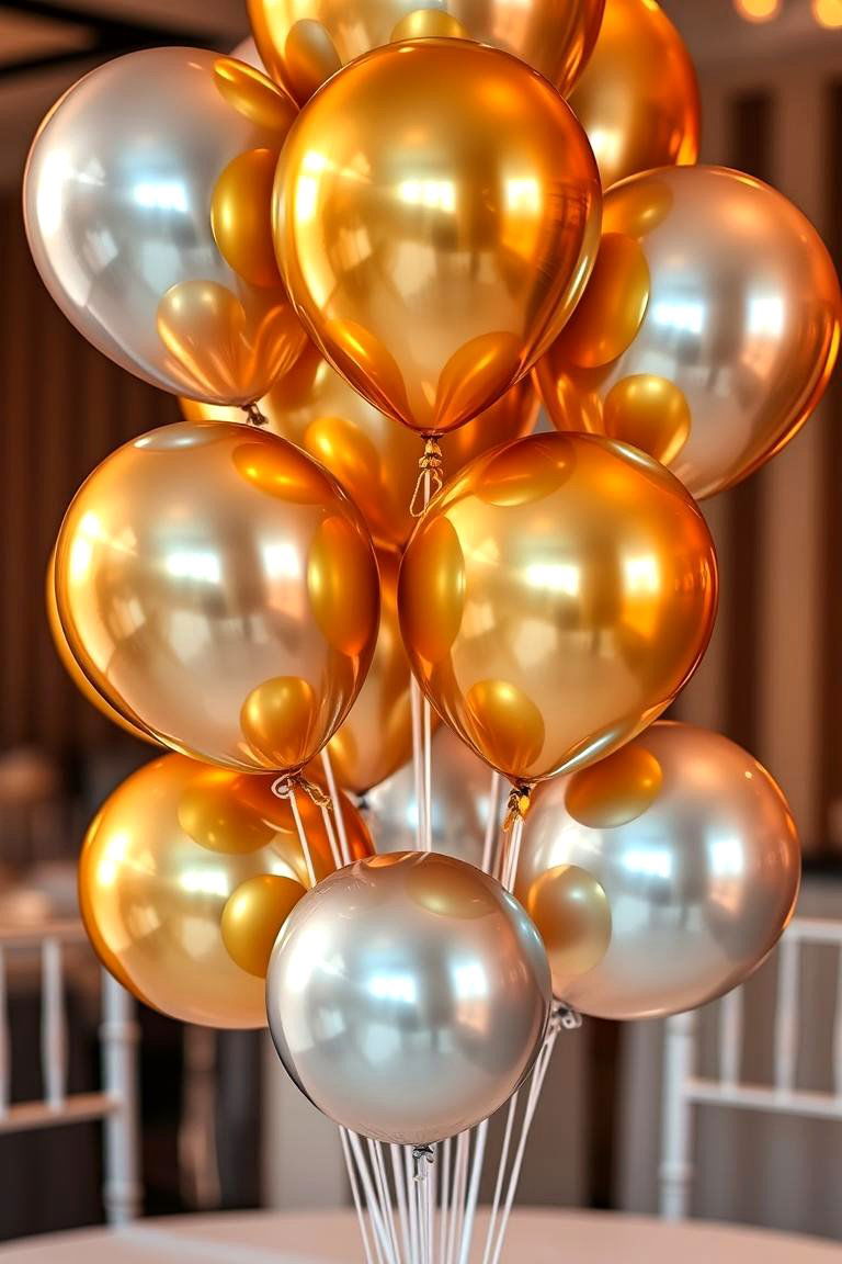 Metallic Balloon Arrangements - 24 Balloon Centerpiece Ideas