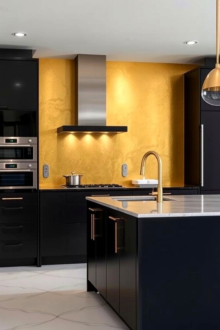 Metallic Painted Finish - 24 Kitchen Accent Wall Ideas