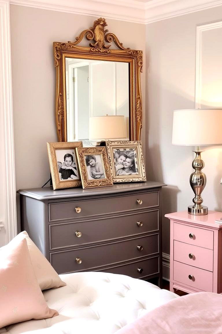 Metallic Pink and Grey Details - 24 Pink and Grey Bedroom Ideas
