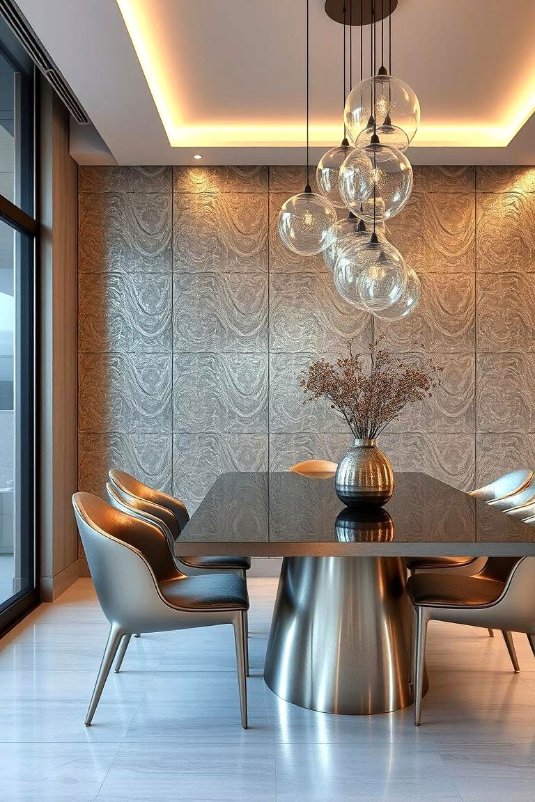 Metallic Textured Harmony - 24 Industrial Dining Room Ideas