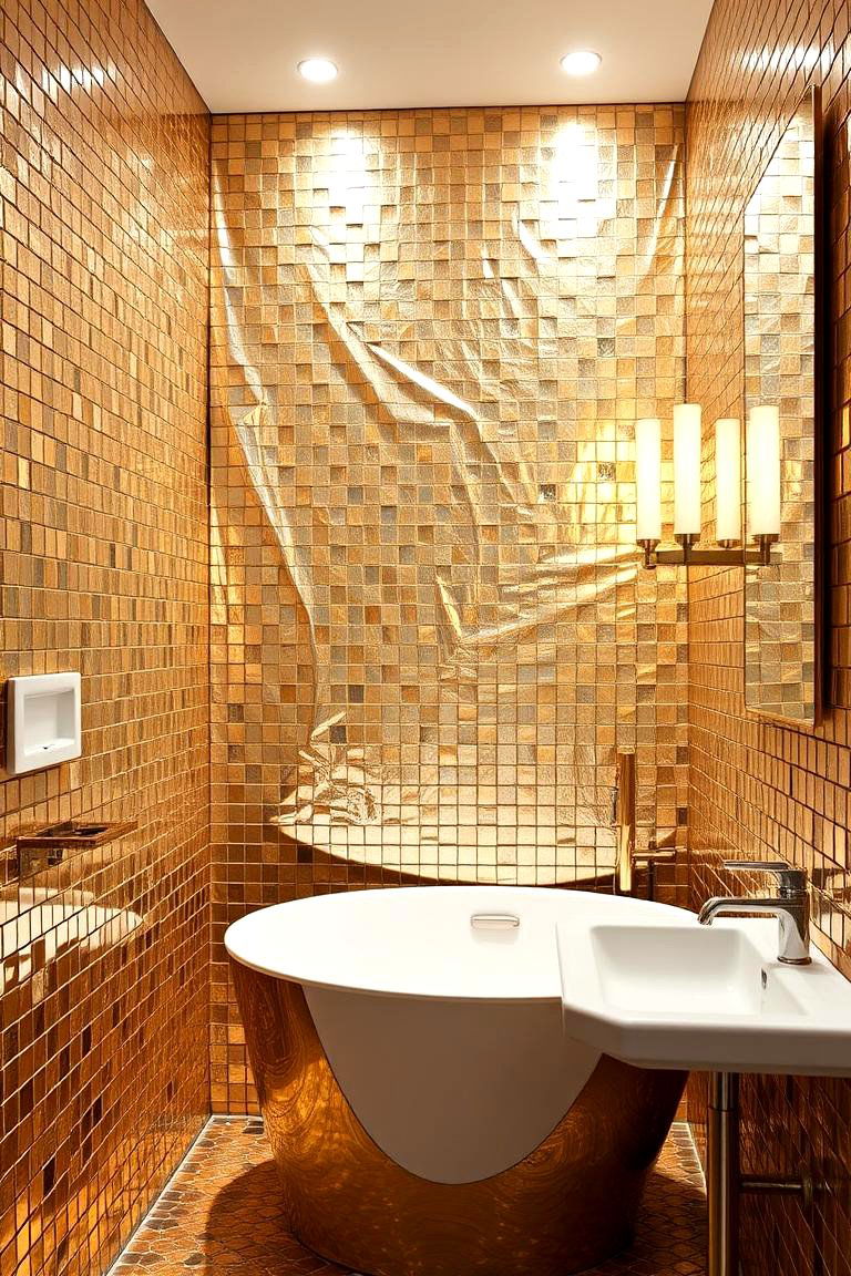 Metallic Tiles for a Shimmering Glamorous Bathroom - 24 Bathroom Tile Ideas