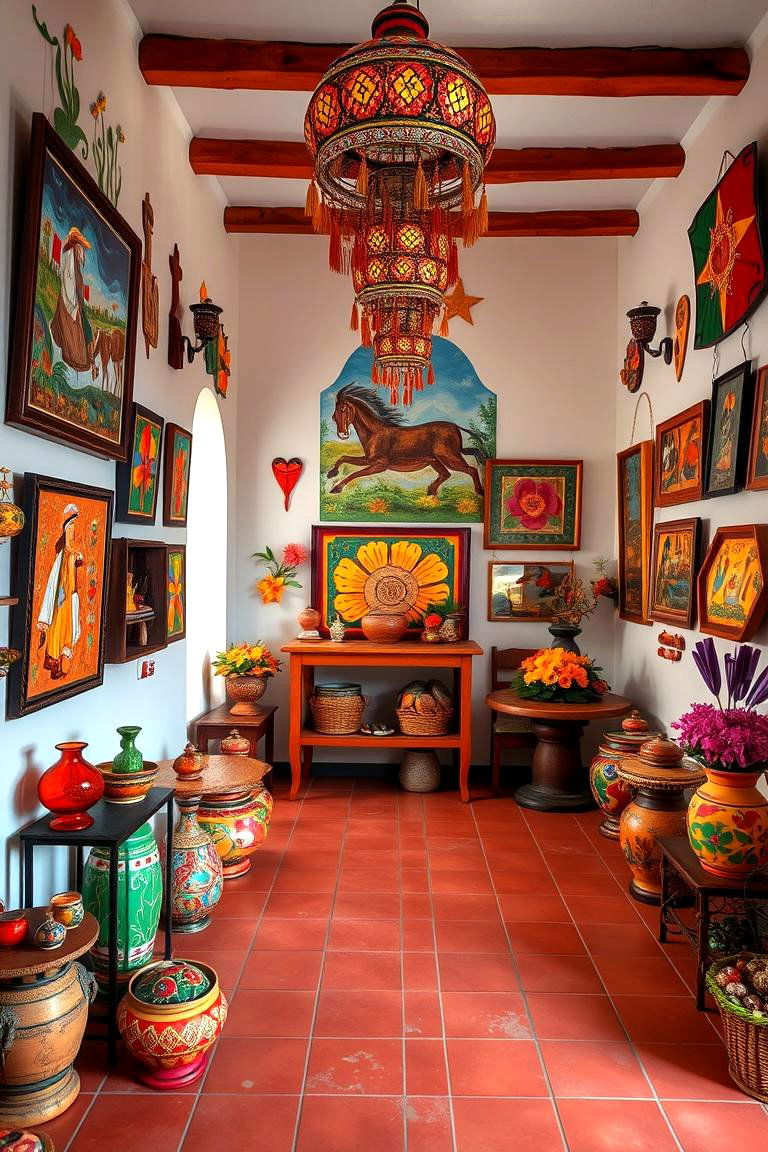 Mexican Folk Art Displays - 24 Mexican Bedroom Ideas