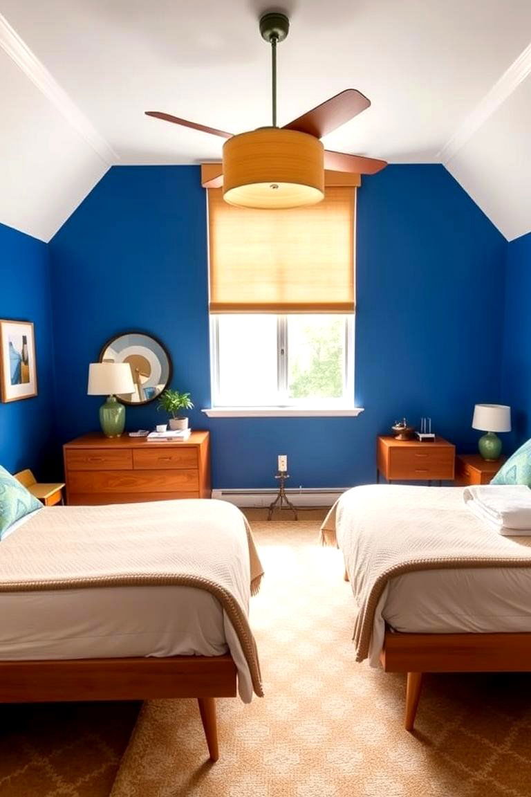 Mid Century Modern Blue - 24 Blue Bedroom Ideas