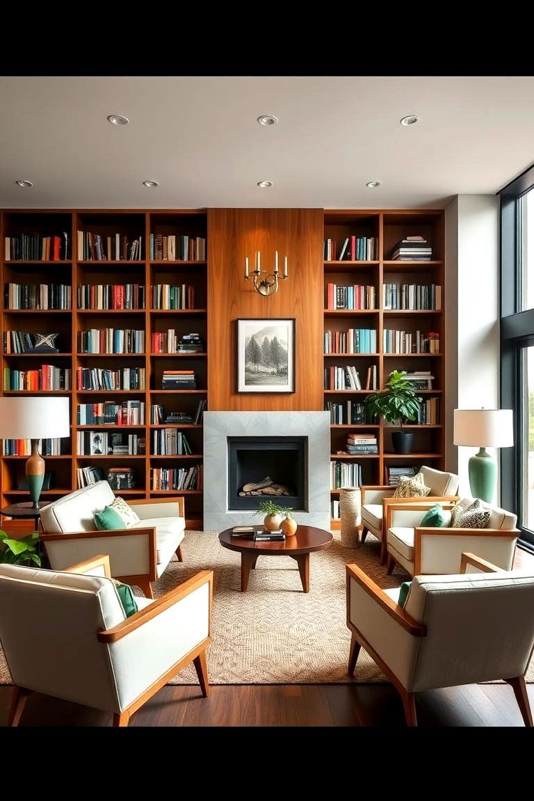 Mid Century Modern Library - 24 Dark Green Home Library Ideas and Inspiration