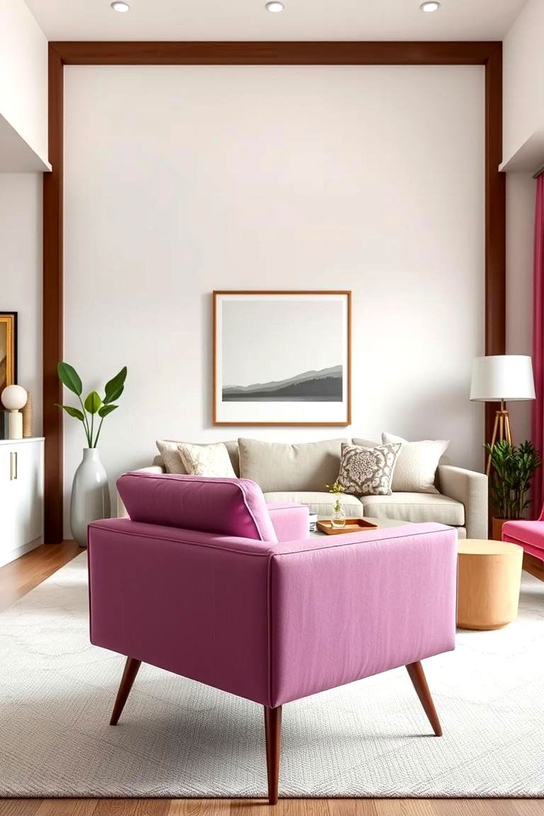 Mid Century Modern Pink Accent Chair - 24 Pink Room Ideas