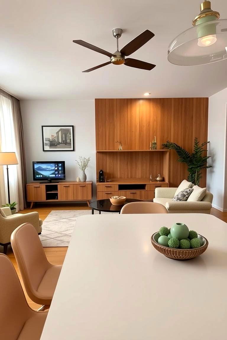 Mid Century Modern Vibes - 24 Small Living Room Ideas With Tv and Dining Table