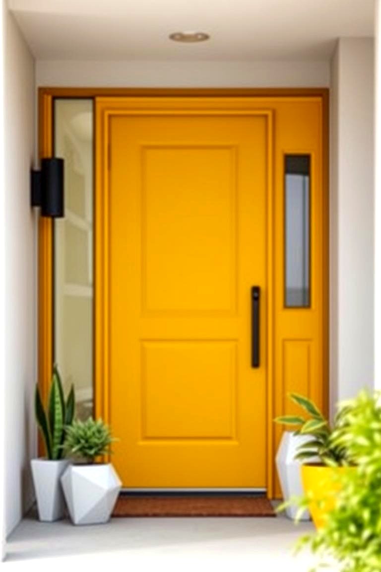Mid Century Modern with Sleek Lines - 24 Mustard Yellow Front Door Ideas